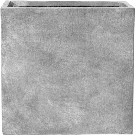 Jardinière grande taille d'extérieur ALPHA 60x25x60cm gris clairen béton fibré, résistant au gel