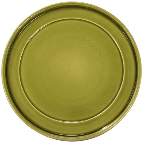 Soucoupe ronde 29cm heliodore faite à la main en terre cuite émaillée (1/5)