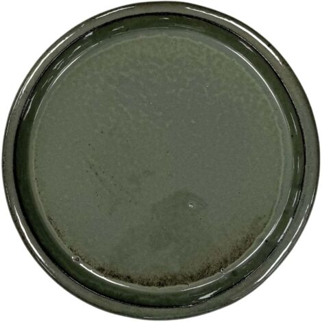 Soucoupe ronde 43cm vert crème faite à la main en terre cuite émaillée (1/5)