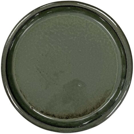 Soucoupe ronde 33cm vert crème faite à la main en terre cuite émaillée