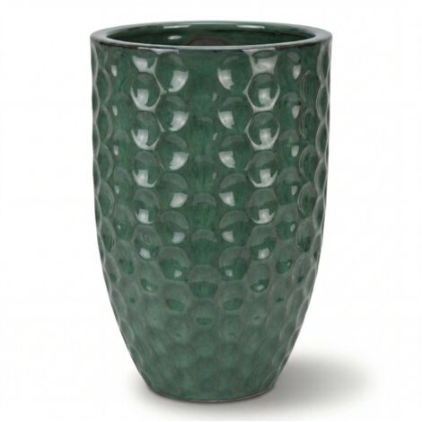 Pot grande taille d'extérieur MEROVEE 30x45cm jade, fait main en terre cuite émaillée, résistant au gel (1/2)
