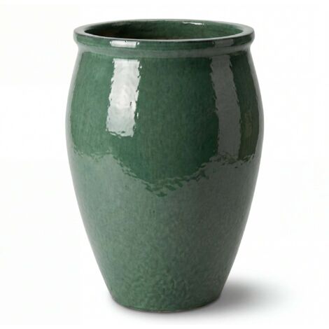 Pot grande taille d'extérieur BACCHUS 50x68cm jade, fait main en terre cuite émaillée, résistant au gel (1/2)