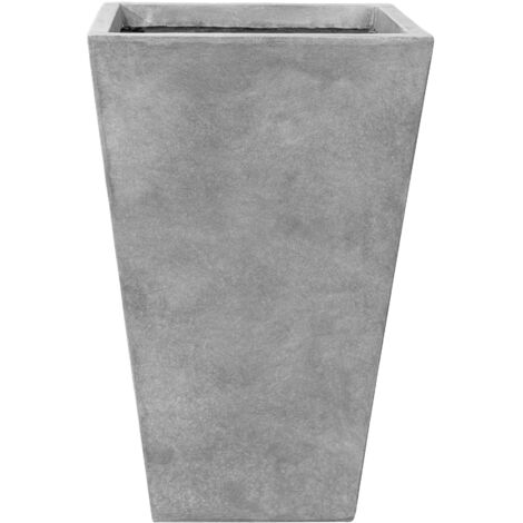 Pot grande taille d'extérieur AERIS 60x102cm gris clair, en béton fibré, résistant au gel