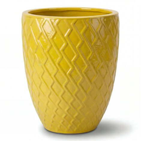 Pot grande taille d'extérieur ZEUS 30x44cm citron acidulé, fait main en terre cuite émaillée, résistant au gel