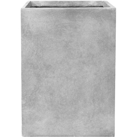 Pot grande taille d'extérieur KUBIX 33x47cm gris clair, en béton fibré, résistant au gel