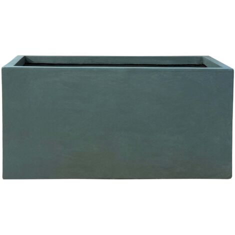 Jardinière grande taille d'extérieur HORIZON 79x37x37cm vert foncéen béton fibré, résistant au gel