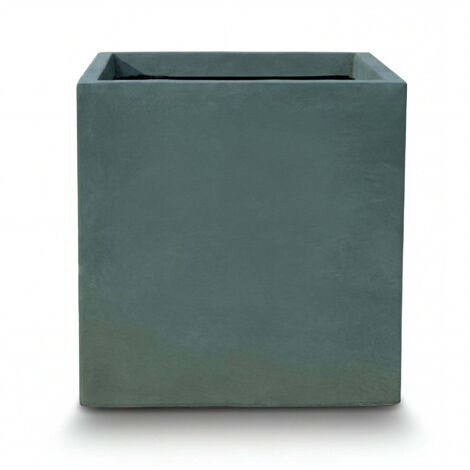 Pot grande taille d'extérieur KUBIX 60x60cm vert foncé, en béton fibré, résistant au gel (1/3)