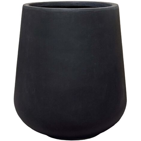Pot grande taille d'extérieur SILEX 84x85cm noir mat, en béton fibré, résistant au gel (1/5)