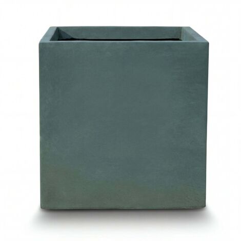 Pot grande taille d'extérieur KUBIX 40x40cm vert foncé, en béton fibré, résistant au gel