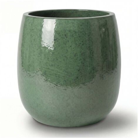 Pot grande taille d'extérieur SOCRATE 32x33cm jade, fait main en terre cuite émaillée, résistant au gel