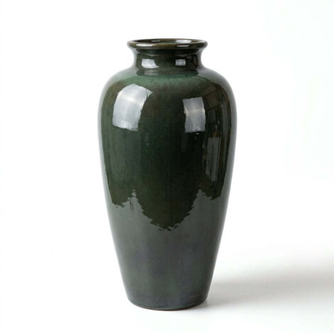 Pot grande taille d'extérieur JUPITER 40x83cm vert tropical, fait main en terre cuite émaillée, résistant au gel