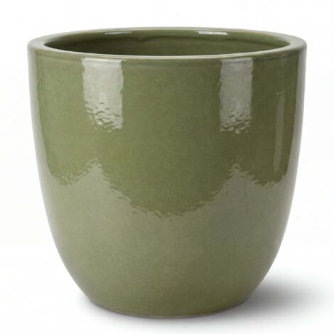 Pot grande taille d'extérieur LANCELOT 57x50cm perle de jade, fait main en terre cuite émaillée, résistant au gel (1/2)