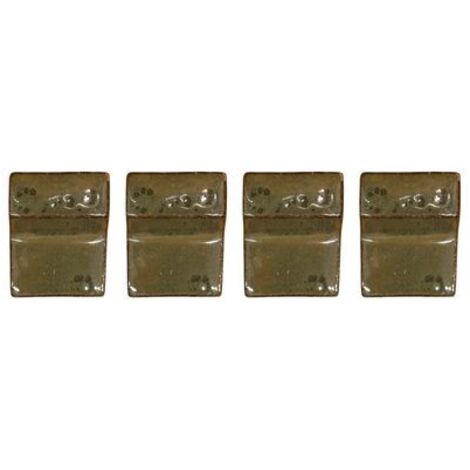 Lot de 4 pieds de pot 6cm vert crème fait à la main en terre cuite émaillée (1/2)