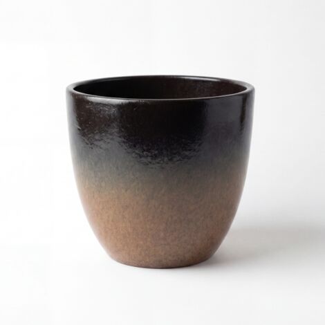 Pot grande taille d'extérieur LANCELOT 29x26cm brume d'hiver, fait main en terre cuite émaillée, résistant au gel.