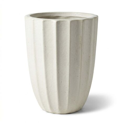 Pot grande taille d'extérieur HUGO 44x59cm crème, fait main en terre cuite émaillée, résistant au gel (1/5)