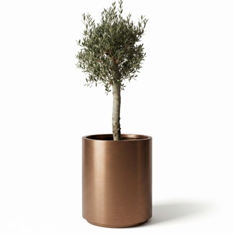 Lot olivier + pot grande taille METROPOLE 60x70cm cuivre, fait main en acier inoxydable