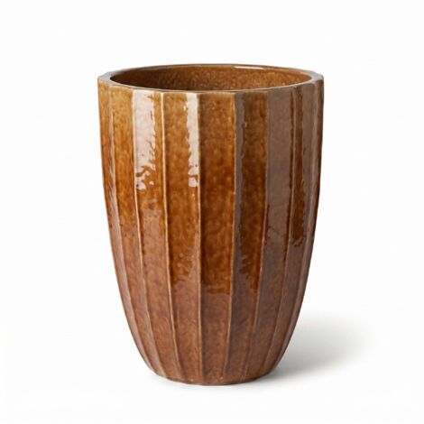 Pot grande taille d'extérieur HUGO 36x50cm écorce, fait main en terre cuite émaillée, résistant au gel