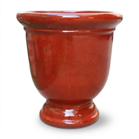 Pot grande taille d'extérieur TITAN 53x55cm rouge tropical, fait main en terre cuite émaillée, résistant au gel
