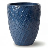 Pot grande taille d'extérieur ZEUS 32x40cm bleu antique, fait main en terre cuite émaillée, résistant au gel