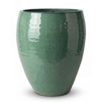 Pot grande taille d'extérieur POSEIDON 46x55cm jade, fait main en terre cuite émaillée, résistant au gel