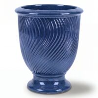 Pot grande taille d'extérieur MORGANE 42x52cm bleu azur, fait main en terre cuite émaillée, résistant au gel