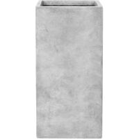 Pot grande taille d'extérieur KUBIX 41x81cm gris clair, en béton fibré, résistant au gel