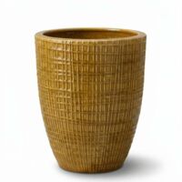 Pot grande taille d'extérieur VERNE 32x40cm miel, fait main en terre cuite émaillée, résistant au gel