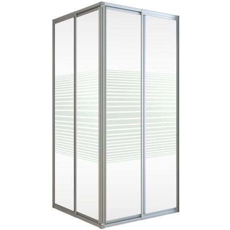 Schulte Duschkabine Sunny variabler Eckeinstieg mit Schiebetüren, 3 mm Sicherheitsglas ESG Dekor Querstreifen, Größe: variabel von 75 - 90 cm, Profilfarbe: Silberfarben