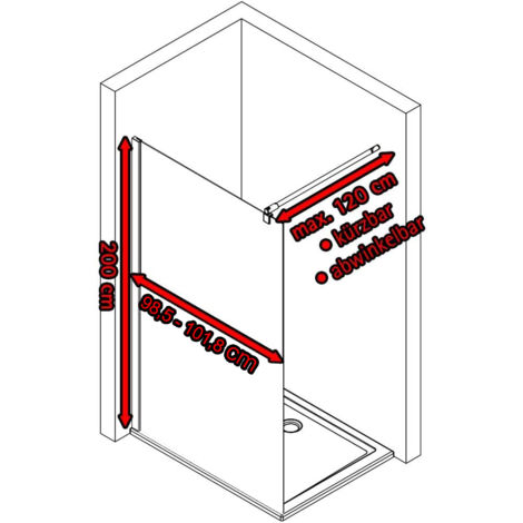 Schulte Duchwand Walk In Alexa 2.0, 6 mm ESG Sicherheitsglas Dekor Mistral mit Exzenterprofil inkl. Fixil Beschichtung, Profilfarbe: Chromoptik, Größe: 100 x 190 cm