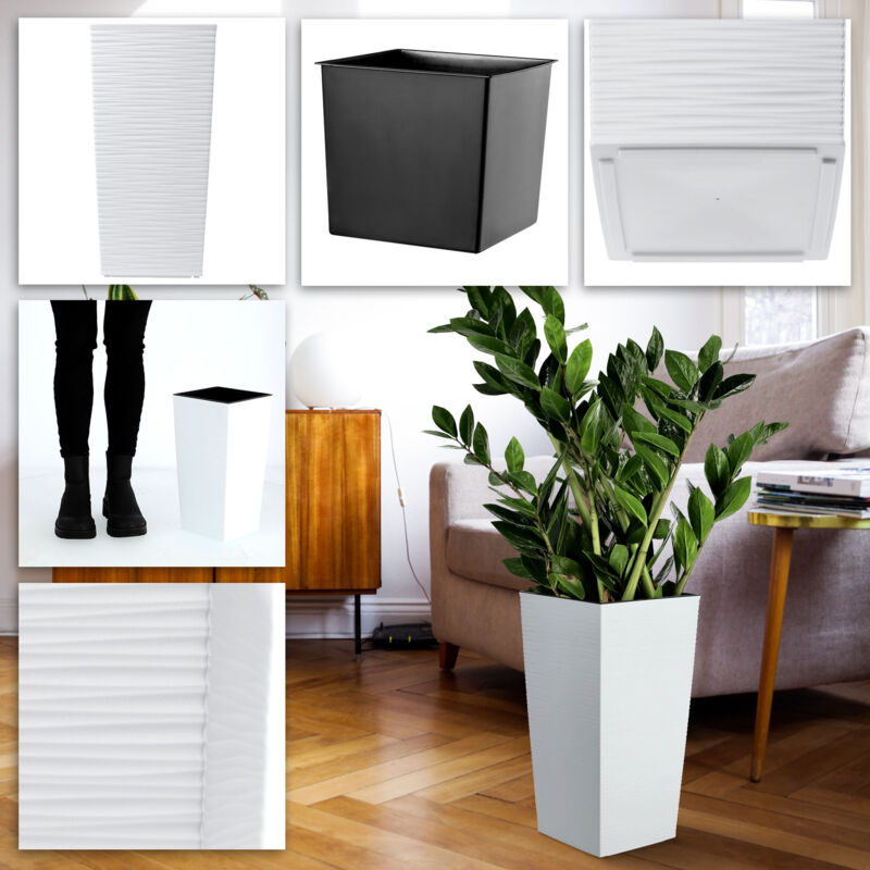 KADAX - Vaso decorativo da fiori in plastica, vaso rotondo per interni ed esterni, moderno vaso per piante da interno (Bianco, 18 cm KADAX - Vaso decorativo da fiori in plastica, vaso rotondo per interni ed esterni, moderno vaso per piante da interno (Bianco, 18 cm