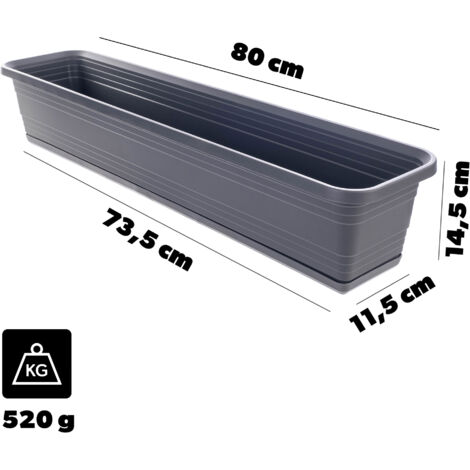Vaso Fioriera Grande Effetto Marmo Grigio Antracite – 40 Cm, 29 Litri, In Polipropilene Per Esterni E Interni, Moderno - 4