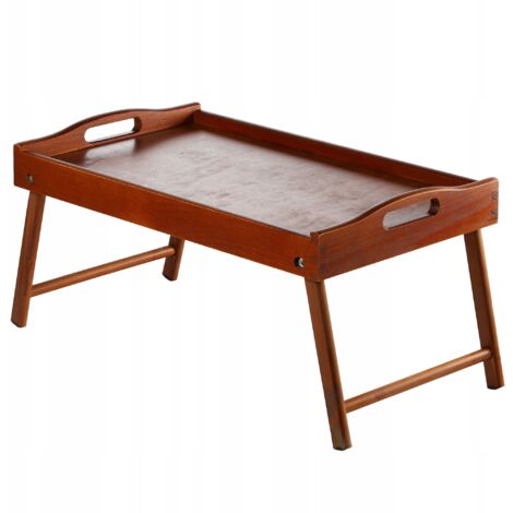 Vassoio da letto 50x30 cm in bambù naturale con manici e gambe pieghevoli
