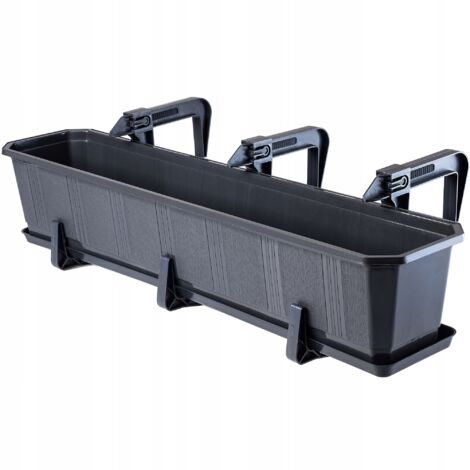 Vaso Da Fiori Da Balcone KADAX Supporti 80 Cm Grafite - Foto 4