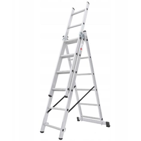 KADAX Scala Trasformabile a 3 Sezioni, Scala Scorrevole in Alluminio, Scala Doppia per Lavori Domestici e Professionali (6 Gradini)