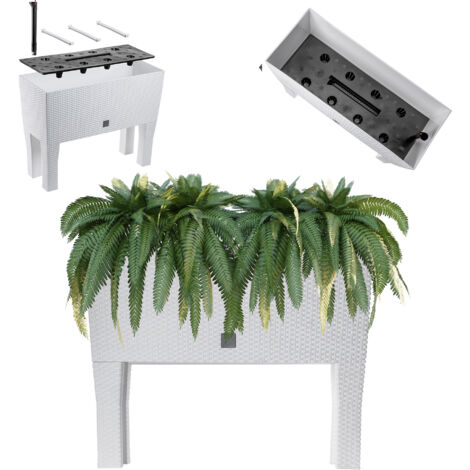 Vaso Rato Square Effetto Rattan 11,4 Litri - Plastica Resistente Ai Raggi UV Per Interni/Esterni - Incluso Inserti Per Ridurre Capacità - Colore Taupe, Altezza 37,5 Cm