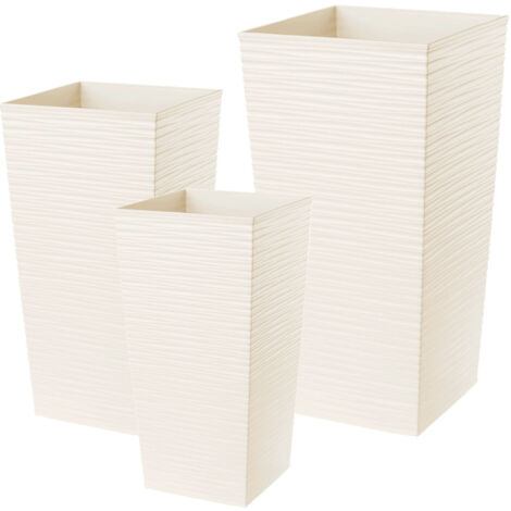KADAX Vaso da fiori alto, grande fioriera in plastica per la decorazione di interni ed esterni (crema, set di 3: 36 cm, 46,5 cm, 57,5 cm)
