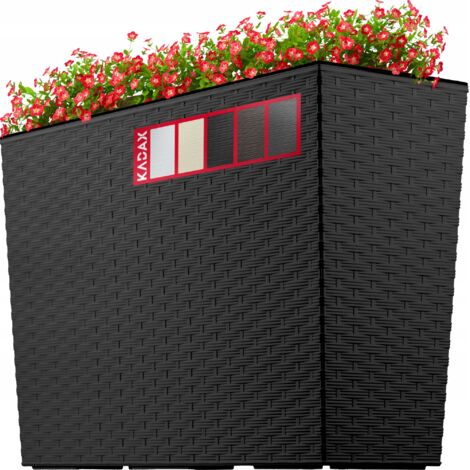 PAFEN - Vaso da Fiori Ratto Effetto Rattan, in plastica, 17 x 17 cm, con Inserto