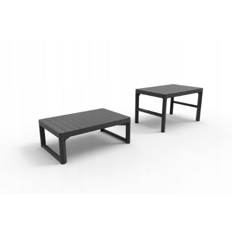 Tavolo Allibert Lyon, grafite, tavolo in polyrattan, tavolo da soggiorno, tavolo in plastica, tavolo da giardino, 116 x 71,5 x 66,5 cm, 233779