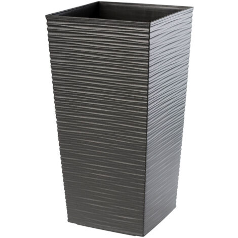 Vaso Ratto In Plastica Effetto Rattan PAFEN – Antracite, Ø20cm, Con Inserto, Per Esterno E Interno - 3
