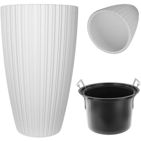 Vaso da fiori + inserto fioriera effetto rattan RATO SQUARE DRTS225 antracite