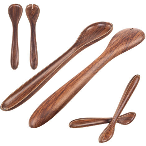 KADAX Set Posate da Insalata in Plastica - 30 x 7 cm - Eleganti - 2 Pezzi - Pratici Cucchiai da Portata e Forchetta da Insalata - Marrone (1/5)