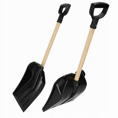 KADAX Pala da neve piccola in plastica - Comoda - con manico in legno - Pala da neve con manico ergonomico a D - Pala da neve (60 x 30 cm)