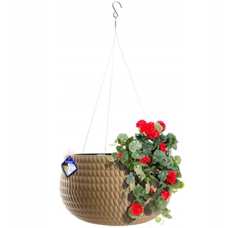 KADAX Fioriera sospesa Vaso sospeso con catena e gancio, Vaso da fiori sospeso per piante rampicanti, Vaso per piante con inserto, ( 32 cm, Beige)