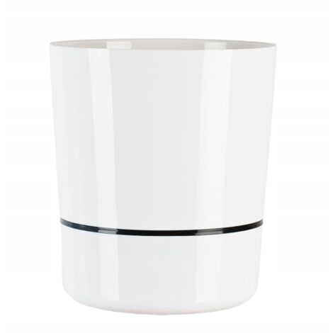 KADAX Vaso da fiori rotondo, fioriera in 2 parti, vaso da fiori moderno in plastica, fioriera per interni ed esterni, bianco lucido, 25 cm
