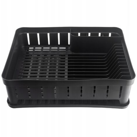Scolapiatti KADAX Con Portaposate E Vaschetta Raccogligocce - 38x30 Cm, Antracite, Plastica Resistente