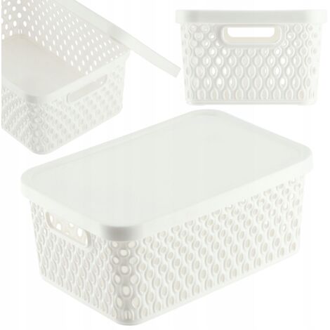 Cesto Portaoggetti In Rattan Con Coperchio, 31x16 Cm, Decorativo Per Cucina E Casa