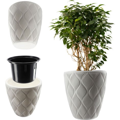 Vaso Per Fiori Quadrato "Juka" - 40 Cm - Rattan Metallico Grigio - Foto 2