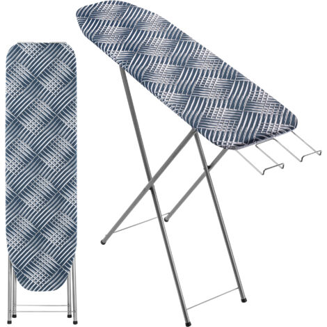 Asse da Stiro KADAX 104 x 30 cm, Asse Pieghevole con Rivestimento in Cotone Sfoderabile, Portaferro, Piedini Antiscivolo e Altezza Regolabile (Blu)
