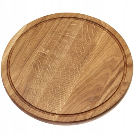 KADAX Tagliere Rotondo in Rovere, Vassoio da Portata Rotondo in Legno per una Presentazione Elegante di Formaggi e Salumi (40 cm)