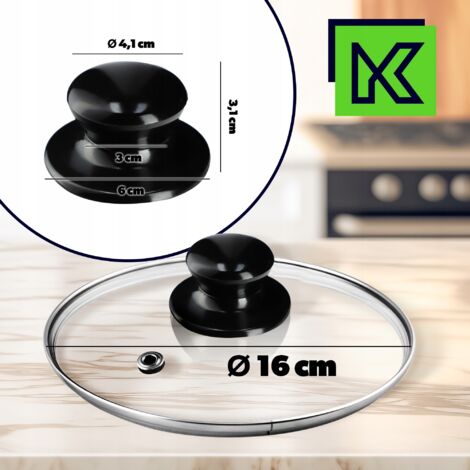 Coperchio in vetro KADAX con manico in silicone, coperchio resistente al calore per pentole ⌀14-30 cm, coperchio con foro per il vapore, coperchio universale di varie dimensioni (16 cm, grigio